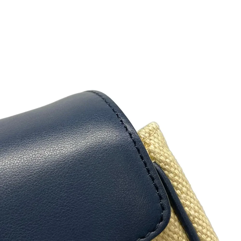 Celine Teen Soft 16 (Seau) Shoulder Bag 196852DJ9.01NA Beige Navy Fabric Leather